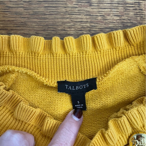 Talbots Sweater Sweatshirt Golden Yellow w/ Ruffles Size Small - Picture 6 of 11